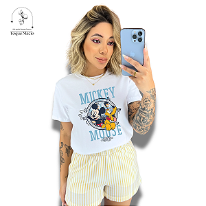 T-SHIRT MICKEY MOUSE E PLUTO - BRANCO