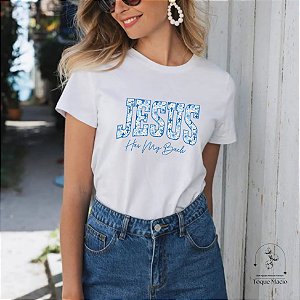 T-SHIRT JESUS AZUL - BRANCO
