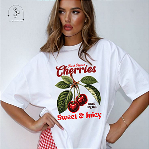 T-SHIRT CHERRIES SWEET E JUICE - BRANCO