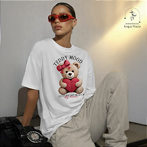T-SHIRT TEDDY MOOD - BRANCO