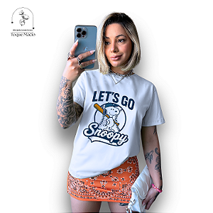 T-SHIRT LETS GO SNOOPY - BRANCO