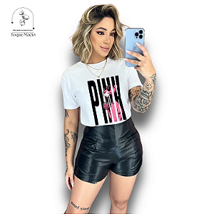 T-SHIRT PANTERA PINK - BRANCO
