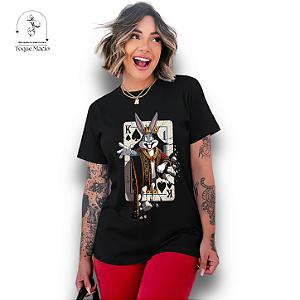 T-SHIRT PERNALONGA CARTAS - PRETO