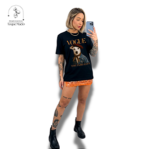T-SHIRT DOG STYLE VOGUE - PRETO