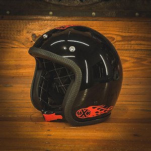 Capacete Aberto MXK Old School Preto Brilhante