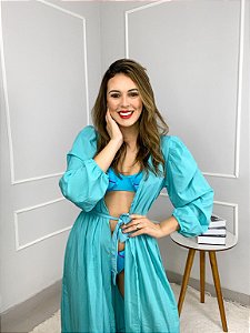 Saída Seda Turquesa