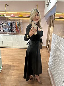 Saia Couro Eco - Preto