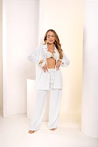 Conjunto Anna - Chemise + pantalona Branco