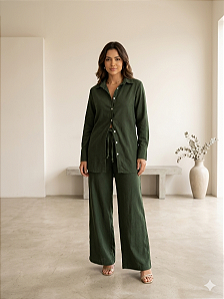 Conjunto Anna - Chemise + Pantalona Verde Floresta