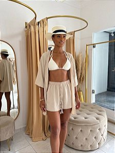 Conjunto Crepe Dunas Areia (Tatá)- Short + Kimono