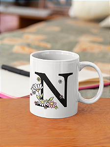Caneca Personalizada " Alfabeto Floral "