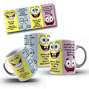 Caneca Porcelana - Bob Esponja, para viver comigo