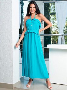 VESTIDO LONGO COM BABADO