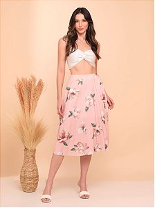 SAIA PLISSADA MIDI ESTAMPA