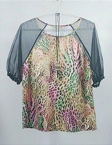 BLUSA MANGA CURTA EM TULE