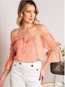 BLUSA CIGANINHA RENDA E PÉROLAS