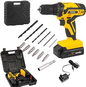 Parafusadeira/Furadeira com Bateria, Carregador Bivolt Automático, Pfv 012 Vonder 12 V