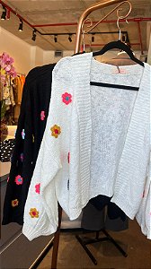 CASACO TRICOT FLORES