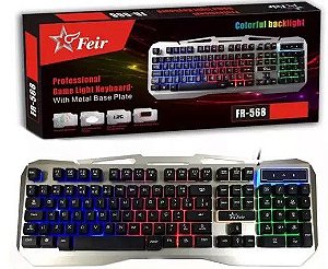 Teclado Gamer Profissional Iluminado Led Usb Abnt2 Feir Fr568 Preto