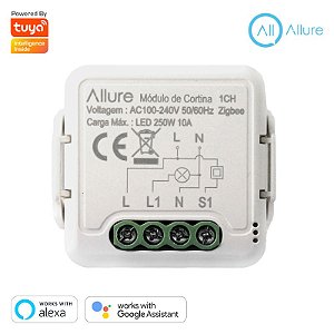 Mini Módulo Cortina Inteligente Allure Tuya ZigBee 2 Seções Compatível Alexa e Google Assistente