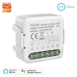 Mini Módulo Cortina Inteligente Allure Tuya Wi-Fi 2 Seções Compatível Alexa  e Google Assistente - Sou Allure Tech