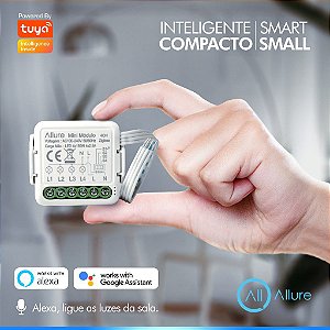 Mini Módulo Switch Inteligente Allure Tuya ZigBee 4 seções Compatível Alexa e Google Assistente
