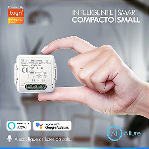 Mini Módulo Switch Inteligente Allure Tuya ZigBee 1 seção Compatível Alexa e Google Assistente