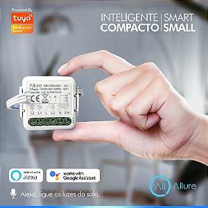 Mini Módulo Switch Inteligente Allure Tuya Wifi + BLE 3 seções Compatível Alexa e Google Assistente