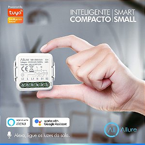 Mini Módulo Switch Inteligente Allure Tuya Wifi + BLE 2 seções Compatível Alexa e Google Assistente