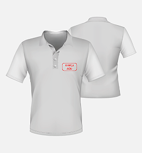 Camisa  Polo Branca Bordada com a SUA LOGO (NO MÍNIMO, 10 UNIDADES)