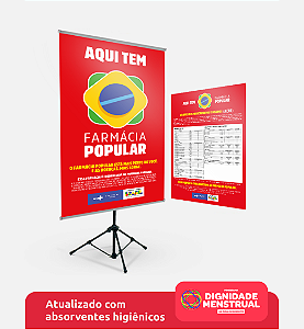 Kit Obrigatório Farmácia Popular - Banner (90cm x 150 cm) + 01 Cartaz Adesivo (46cm x 64 cm)