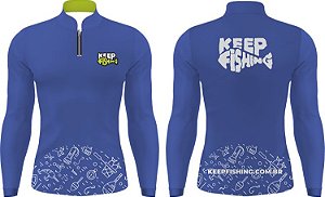 Camiseta Infantil UV Azul Keep Fishing V4