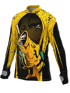 Camiseta Pesca Inf. UV Tucunaré Amarelo Marnegro