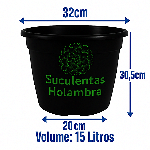 Kit 9 Vasos Redondos Grande Preto 15 Litros