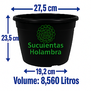 Kit Vaso Redondo 8,560 Litros Preto Reforçado pote 27