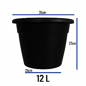 Kit 3 Vasos Pote 30 - REFORÇADO Cor Preta 12 Litros