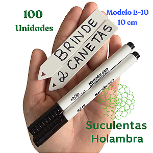 Kit 100 Unidades Plaquinha De Identificação de Plantas E-10 (10 cm de altura) + Brinde 2 Canetas Permanente