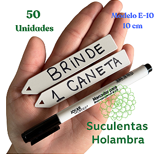 Kit 50 Unidades Plaquinha De Identificação de Plantas E-10 (10 cm de altura) + Brinde 1 Caneta Permanente