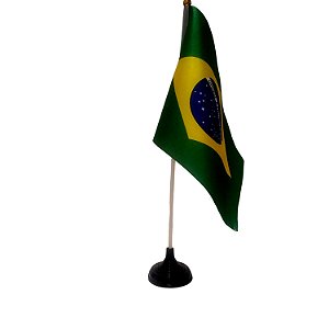 Bandeira De Mesa C/ Haste E Base Brasil 14x21cm
