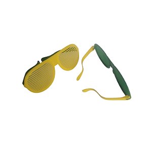 Óculos Persiana Gigante Verde e Amarelo Brasil