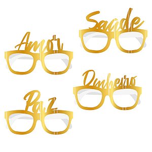 Óculos de Papel Dourado Ano Novo 4 unidades - Regina