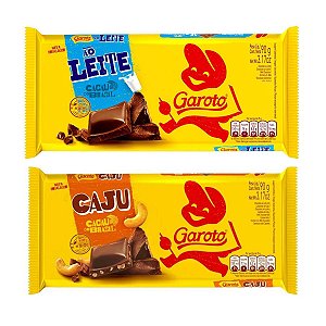 Tablete Garoto Chocolate Ao leite/Caju, 90g - escolha