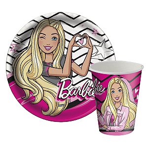 Copo & Prato de Papel Tema Festa da Barbie - FestCollor