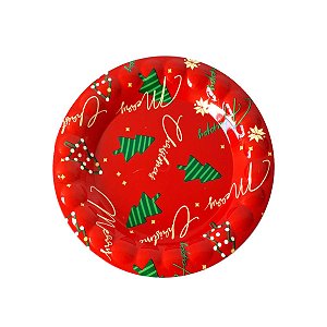 Prato Redondo 20cm de plástico  tema de natal - Riomaster