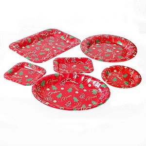 kIT Bandejas e pratos de plástico com tema de  Natal - Riomaster