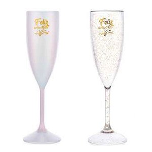 Taça champanhe feliz ano novo holográfico  150ml - Bezavel