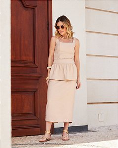 Saia Midi Stella Tapioca