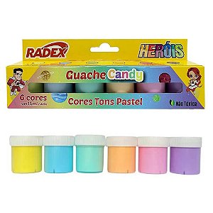 Tinta Tempera Guache 15ML 6 Cores Pastel Candy - Radex