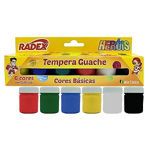 Tinta Tempera Guache 15ML 6 Cores Heróis - Radex