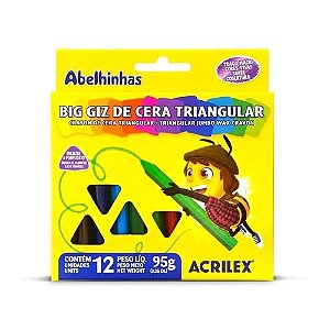 Giz De Cera Big Triangular 12 Cores - Acrilex
